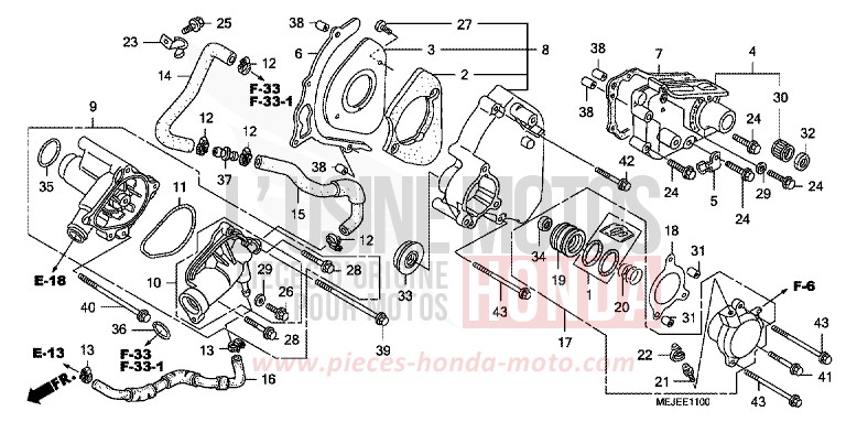 LEFT REAR COVER/WATER PUMP for CB1300 Super Bold'or ABS PEARL FADELESS WHITE (NH341KF) from 2007